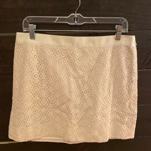 J.Crew Cream Floral Crochet Mini Skirt Ribbon Trim